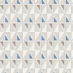 Seamless geometric triangle pattern in blue and gray. Minimalist seamless geometric pattern featuring repeating triangles in blue, gray, and white tones. 