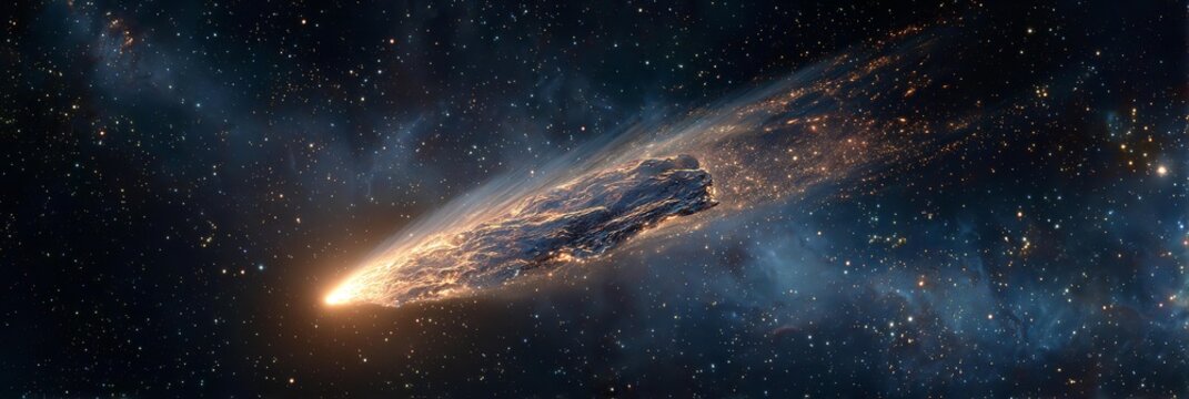 A close-up of a comet in space