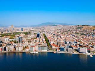 Obraz premium Izmir city centre aerial panoramic view in Turkey