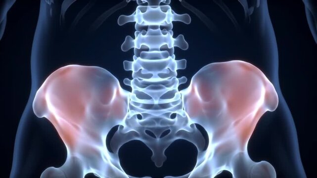Animated Pelvis and Lumbar Spine XRay View for Medical Visualization Video