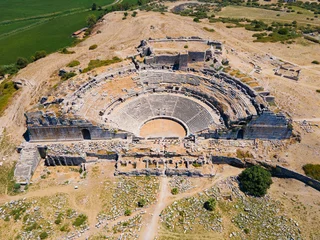 Fotobehang Beren Miletus Archaeological Site aerial panoramic view near Didim city in Turkey  © saiko3p