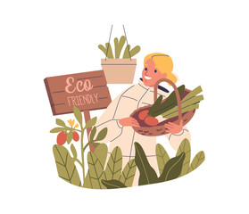 Woman buying eco friendly greenery