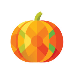 Geometric Orange Pumpkin with Green Accents (50) illustration
