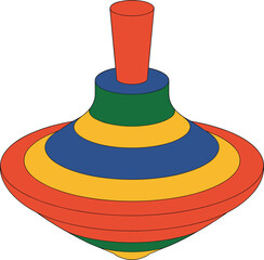 Colorful Spinning Top Toy with Red Blue Yellow and Green Stripes vector illustration