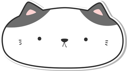 Funny chubby cow cat face cartoon sticker style