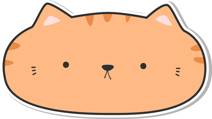 Funny chubby orange cat face cartoon sticker style