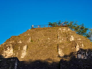 The Great Pyramid of Lost World at sunset, Mundo Perdido, Tikal, Peten Department, Guatemala