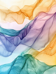 Colorful abstract silk wave background with watercolor texture and rainbow patterns