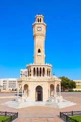 Fototapeta premium Izmir Clock Tower at Konak square in Izmir city, Turkey