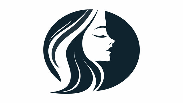 Elegant beauty logo concept featuring a woman's profile with flowing hair, perfect for salon branding and cosmetic designs, evokes grace and sophistication - Powered by Adobe