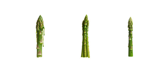 Fresh green asparagus spears isolated on black background