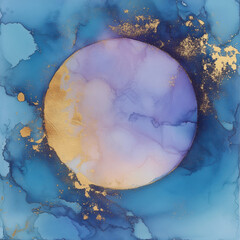 Abstract watercolor Earth in space with clouds and continents