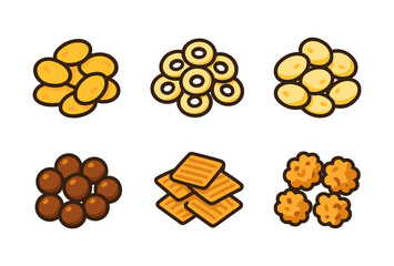 Colorful collection of cartoon snack designs