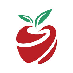 Stylized Red Apple Logo with Green Leaves.