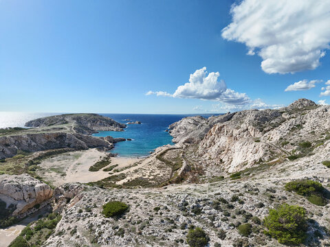Calanque de Morgiret on Island Ratonneau, Iles du Frioul, Provence-Alpes-C&ocirc;te d&rsquo;Azur, France, Europe.