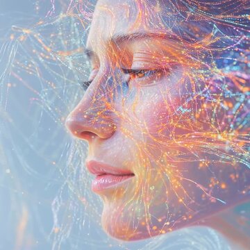 Vibrant mindscape of creative thought unfolding, glowing neural network