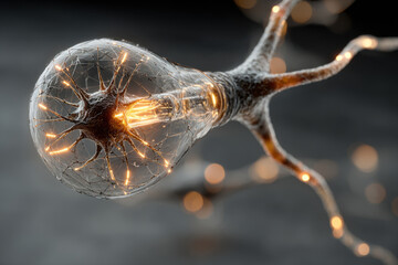 Abstract visualization of a neural network using an incandescent light bulb as an example.