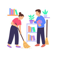 Cleaning, working together to tidy shared spaces