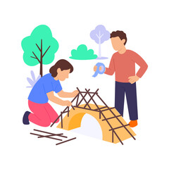 Building A Bridge, creating teamwork structure with materials