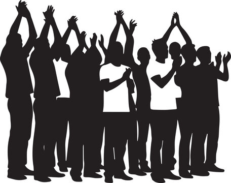 Diverse group of people clapping and celebrating international volunteer day with raised hands