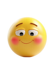 Fototapeta premium Cheerful yellow smiley face emoji with blushing cheeks