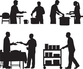 Diverse volunteers serving food at community event international volunteer day celebration