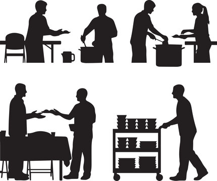 Diverse volunteers serving food at community event international volunteer day celebration - Powered by Adobe