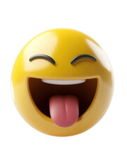 Fototapeta premium Laughing emoji with stuck out tongue expressing joy