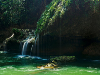 Waterfall at Cahabon River, Semuc Champey Natural Monument, Lanquin, Alta Verapaz Department, Guatemala
