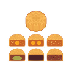 Traditional Chinese Mooncakes with Various Fillings.