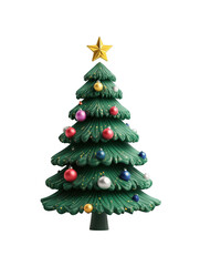 Festive christmas tree with colorful ornaments and star topper