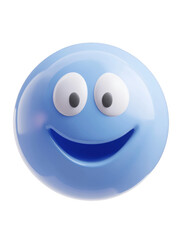 Fototapeta premium Smiling blue cartoon face with large eyes