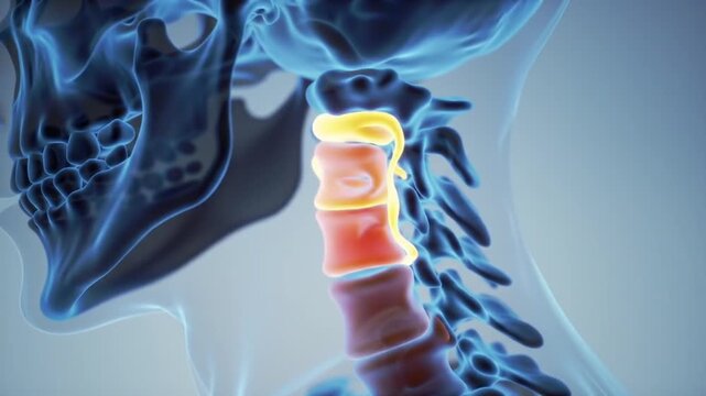 Cervical Spine Anatomy Animated Visualization of Vertebrae and Skull Structure
