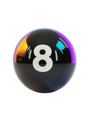 Classic magic 8 ball with colorful reflections for fun