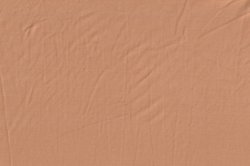Wrinkled Terracotta or Brown Cotton Fabric Texture, Natural Textile Background.