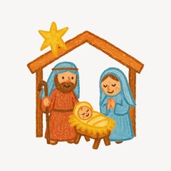 Nativity scene with holy family.