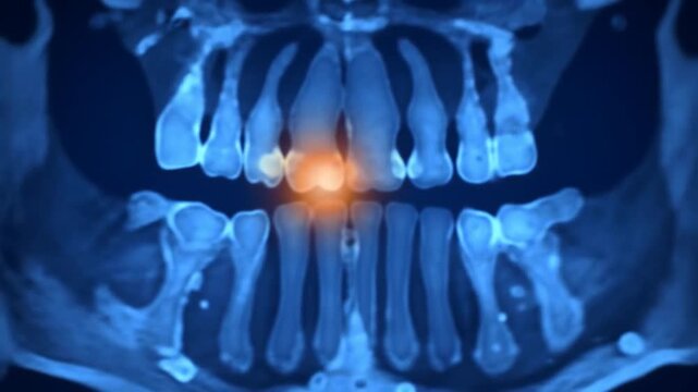 Dental XRay Scan Showing Tooth Pain and Potential Infection in the Upper Jaw