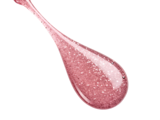 Pink glitter gel droplet isolated on transparent background