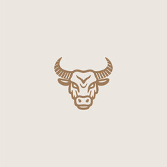 Bull head logo vector icon illustration style