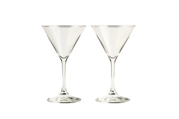 Two martini glasses cocktail glassware barware drinkware alcohol beverage celebration party isolated on transparent background