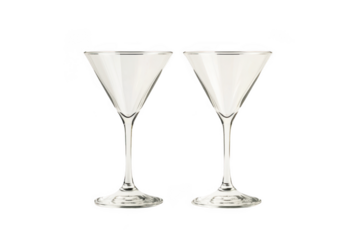 Two martini glasses cocktail glassware barware drinkware alcohol beverage celebration party isolated on transparent background