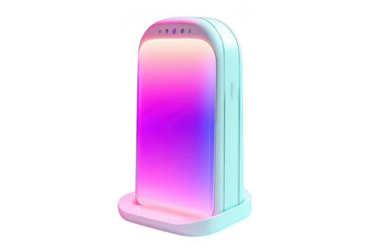 Modern led table lamp with rgb lighting, bedside night light, decorative home fixture, interior design element, render isolated on transparent background
