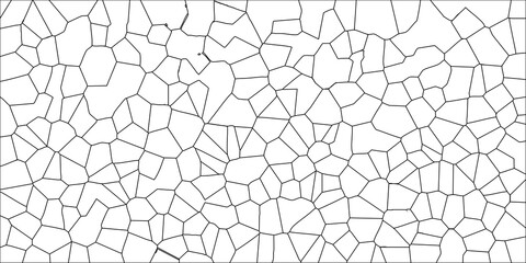 Fototapeta premium Abstract Geometric Pattern of Irregular Polygonal Cells in Black Outline on White Background for Modern Design and Texture Applications