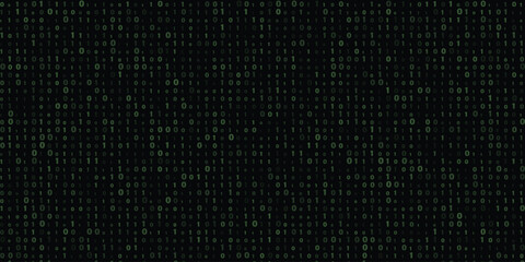 Digital Binary Code Background with Green Digits on Black Screen for Technology, Data, and Futuristic Concepts