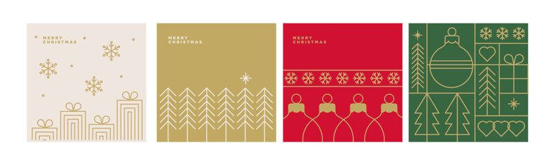 Fototapeta na wymiar Christmas and New Year cards. Vector illustrations for holiday greeting card, background, website and social media banner, marketing material.