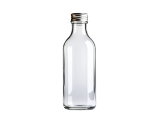 Clear Glass Bottle with Silver Metal Cap Isolated on a Black Background with Soft Lighting Ideal for Product Mockups and Design Projects