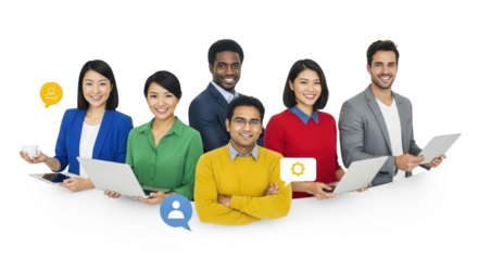 Creative concept of people, group, team captured from happy perspective for digital content use