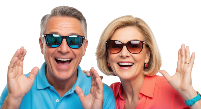 Modern stock photo showing couple, senior, sunglasses captured in vibrant atmosphere ideal for professional campaigns