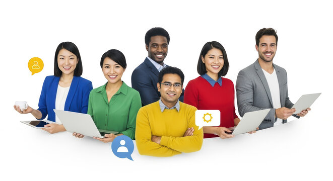 Creative concept of people, group, team captured from happy perspective for digital content use