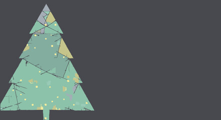Geometric Christmas Tree Illustration on Gray Background